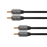 Cablu Kruger&amp;amp;Matz 2 x 2 RCA tata, 0.5 m, Negru, Kruger&amp;Matz