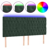 Cumpara ieftin Tablie de pat cu LED, verde inchis, 180x7x118/128 cm, catifea