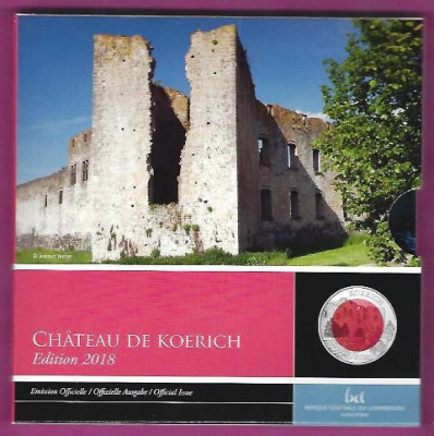 LUXEMBURG 2018 - 5 Euro &amp;ldquo;Castelul Koerich&amp;rdquo; Ag. 925/Niobium -Proof/folder/16,6 gr foto