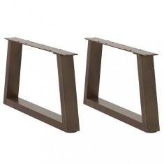 vidaXL Picioare pentru măsuță de cafea &icirc;n formă de V, 2 buc., oțel natural, 60 x (30-31,3) cm