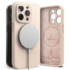 Husa Ringke Silicone Magnetic MagSafe pentru Apple iPhone 15 Pro Crem