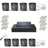 Kit supraveghere IP HiLook cu 8 camere 4MP PoE, audio, NVR 8 canale 4K
