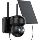Camera de Supraveghere WIFI cu Panou Solar, 2K QHD, 3MP, Unghi 360&deg;, Night Vision Color, Lumina LED, Senzor Detectare, Conectare Telefon, Alarma Sonor
