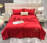 Cumpara ieftin Lenjerie Pat Tip Matase Medusa Co002, Bumbac, Poliester, 4 Piese, Fara Elastic, Rosu