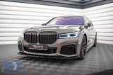 Spoiler Maxton Design versiunea 1 potrivit pentru bara de protectie frontala M pe BMW 7 G11 dupa 2019, lac negru Performance AutoTuning