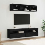 Cumpara ieftin Unitati TV de perete cu LED 5 buc. 80 x 30 x 40 cm Stejar Negru