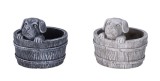 Cumpara ieftin Set 2 ghivece flori ciment gri negru Catelusi 18,5 x 15 cm