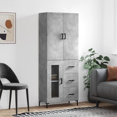 vidaXL Dulap &amp;icirc;nalt, gri beton, 69,5x34x180, lemn compozit foto