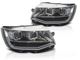 Set de faruri LED de tuning potrivit pentru Volkswagen T6 2015-2019 cu baza neagra, pentru modelul cu lumini DRL din fabrica, stanga si dreapta Perfor
