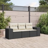 VidaXL Set mobilier de grădină cu perne, 3 piese, negru, poliratan 3222255