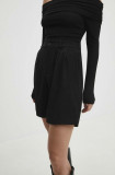 Cumpara ieftin Answear Lab pantaloni scurti femei, culoarea negru, neted, high waist