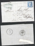 France 1873 Postal History Rare Cover + Content Marseille to Rille D.217