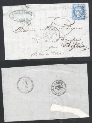 France 1873 Postal History Rare Cover + Content Marseille to Rille D.217 foto