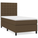 Cumpara ieftin Pat box spring cu saltea, maro inchis, 80x200 cm, textil