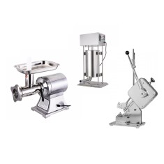 Mașină de tocat carne Salvador de tip 22 + mașină de umplut c&acirc;rnați electric 15L + &icirc;nchizător manual pentru c&acirc;rnați