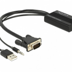 Convertor VGA la HDMI cu Audio Negru, Delock 62597