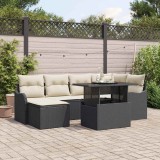 Cumpara ieftin Set de canapele pentru grădină cu pernă 7 pcs Negru Rattan poli