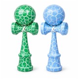 Cumpara ieftin Set de doua Kendama X Originala, Profesionala, DEPOX&reg;, Cracked, Lemn, 18 cm, verde/albastru