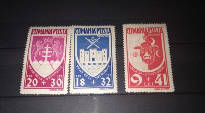 TIMBRE ROMANIA LP 148 1942 UN AN BUCOVINA MH