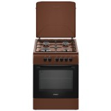Aragaz SM664MBS, 4 arzatoare, cuptor pe gaz, 60 cm, timer, capac metalic, Maro