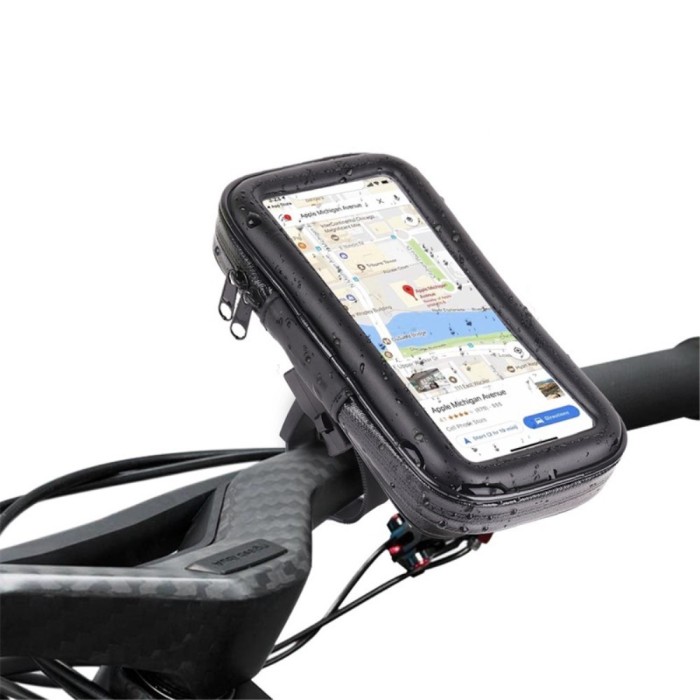 Suport husa telefon mobil flippy pentru bicicleta si motocicleta, rezistent apa si socuri, touchscreen, 360 rotativ, negru, marime l &acirc;&curren; 5.5 inch
