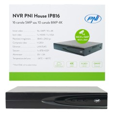 Resigilat : NVR PNI House IP816 cu 16 canale IP 5MP sau 10 canale 8MP 4K