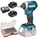 Makita DTD154Z + 197570-9 + Skil - 2610S00916 - Masina de insurubat cu impact 175 Nm M5-M16 + Set 2 acumulatori si incarcator Li-Ion 18 V 5 Ah + Set c