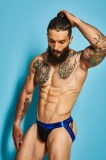 Chiloti C4M Desire Jockstrap, Blue Leatherette, L, Albastru, Cut4men