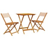 Cumpara ieftin Set mobilier bistro, 3 piese, textil bej/lemn masiv