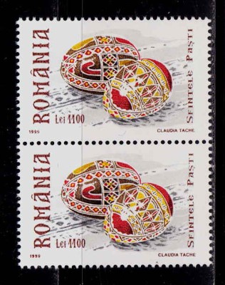 RO 1999 ,LP 1479 ,&amp;quot;Sfintele pasti - oua incondeiate&amp;quot; , pereche V, MNH foto