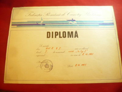 Diploma a Federatiei Romane de Canotaj-Yachting -1975 foto