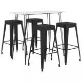 Set mobilier de bar, 5 piese, alb și negru