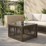 vidaXL Masă de Grădină Gri și negru 55 x 55 x 37 cm Ratan PE și sticlă 42035134