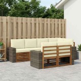 vidaXL Set canapea sectională cu pernă 7 pcs Natural și Crem 3384486