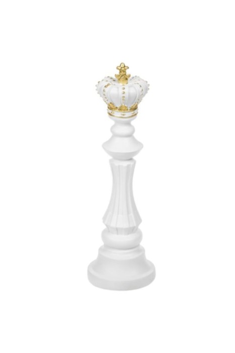 Statuie model piesă de șah &bdquo;Rege&rdquo;, Neirini, alb/auriu, 12 x 40 cm