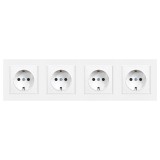 Leziter Nova IV - Priza 4 Prize cu Impamantare 16A 250V, Cadru Alb, IP20