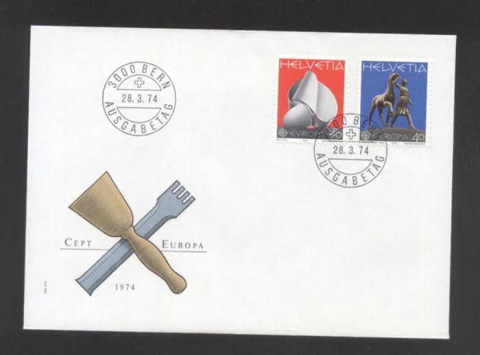 Switzerland 1974 Europa CEPT Sculptures Mi.594-595 FDC UN.016