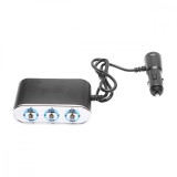 Adaptor bricheta auto tripla 12/24V negru cu intrerupator individual si 1 port USB 5V 2.1a, Breckner Germany
