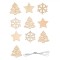 Set Decorațiuni Crăciun, Lemn, Brazi și Fulgi, Natur, 3.5cm, 10 Bucăți
