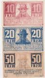 Romania Asignata Timisoara 1919: 10, 20, 50 Fileri - VF, XF, aUNC. Bancnota Veche