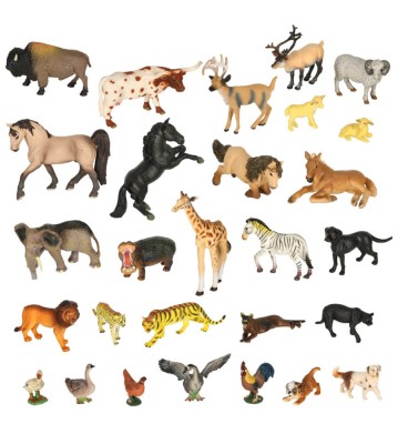 Set 28 figurine animale din zoo cu cutie de depozitare, multicolor foto