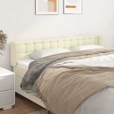 Tăblie de pat cu aripioare crem 203x23x78/88 cm piele ecologică foto