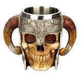 Halba tip Pocal, Zamo&Acirc;&reg;, model Craniu Viking, din Otel Inoxidabil si Rasina, Capacitate 500ml
