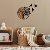 Cumpara ieftin Accesoriu decorativ de perete din lemn si metal Tree And Birds Negru 92x3x71 cm