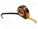 Ruletă de măsură NEO TOOLS 5m x 25mm, clasa II, oțel, blocare și clemă