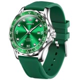 Cumpara ieftin Ceas barbatesc Olevs CS1624, curea de silicon, verde-argintiu, cadran verde