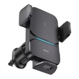 Incarcator cu inductie Qi si suport telefon auto Baseus Wisdom CGZX000001, Negru