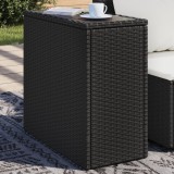 VidaXL Masă laterală grădină blat sticlă negru 58x27,5x55 cm poliratan