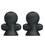 Set 2 Ventuze Nipple Sucker, 12 Moduri Vibratii, Silicon, USB, Negru