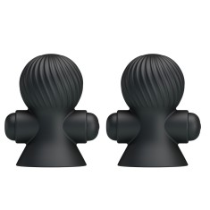 Set 2 Ventuze Nipple Sucker, 12 Moduri Vibratii, Silicon, USB, Negru